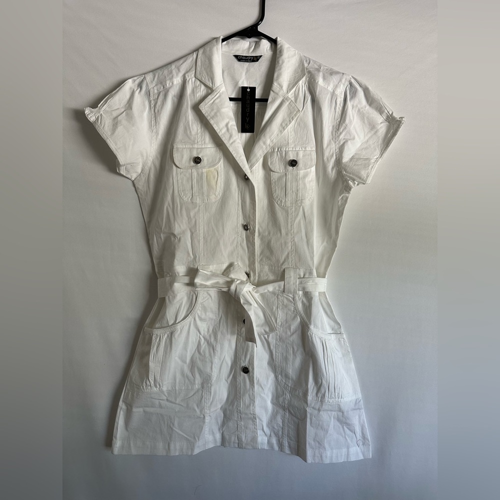 NWT Chaudry KC Women's White Utility Dress, Size Small